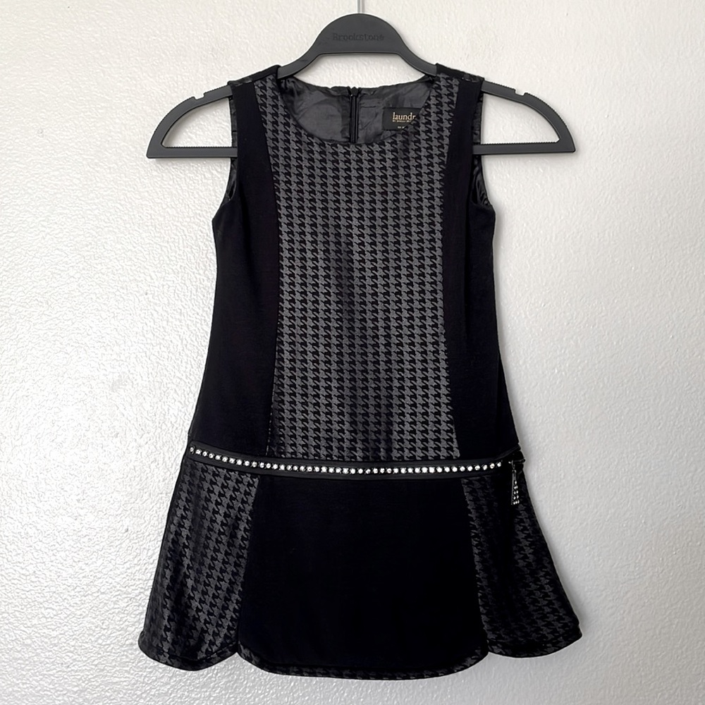 Laundry by Shelli Segal Girls Sleeveless Black Gray Houndstooth Dress Size 8